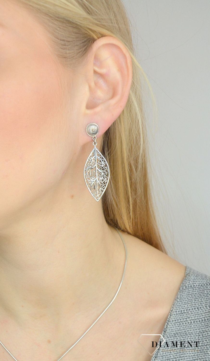 Kolczyki srebrne wiszące na wkręt 'Liście z oksydą' DIA-KLC-2788-925.jpg
