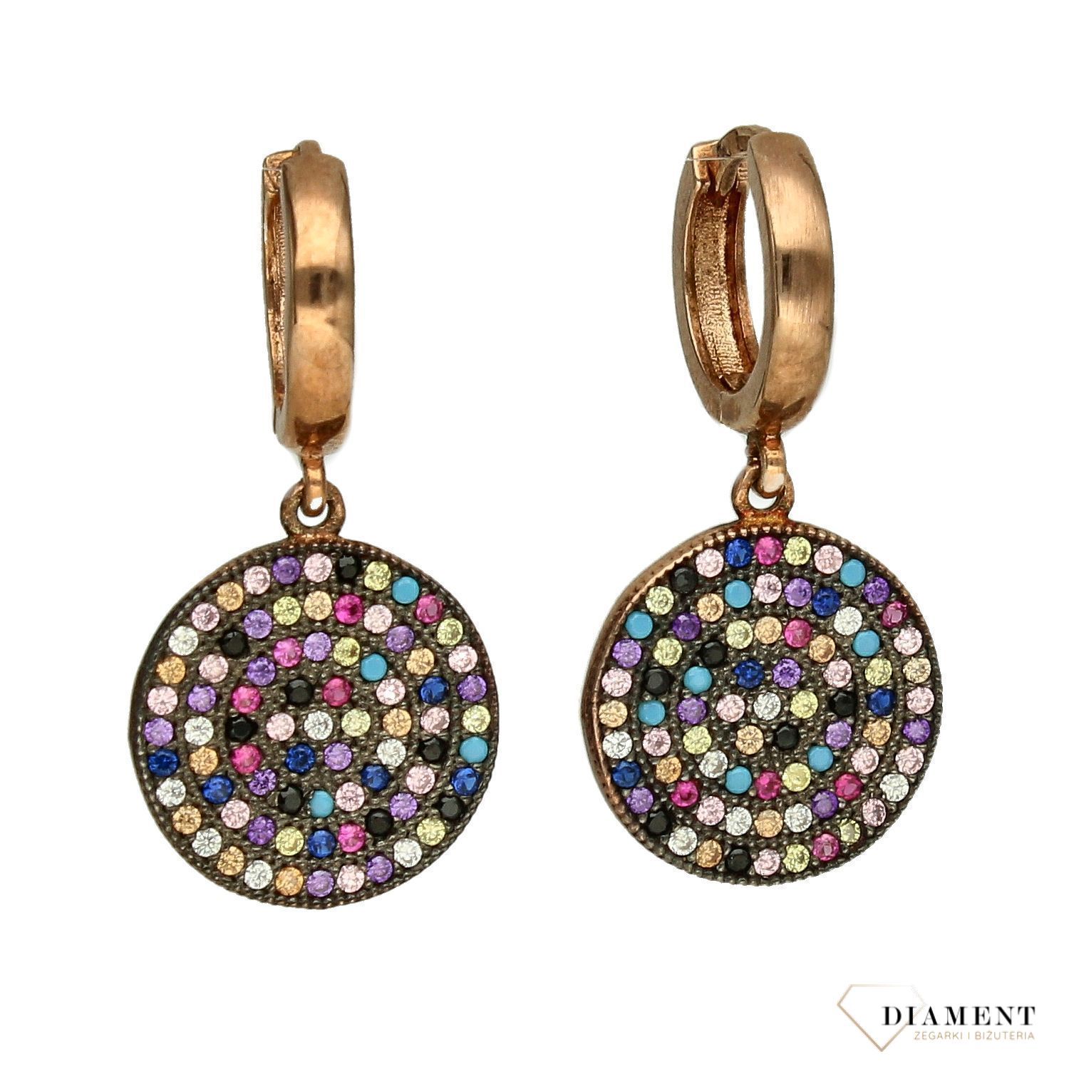 Kolczyki srebrne pozłacane kolorowe cyrkonie DIA-KLC-2837-925.jpg
