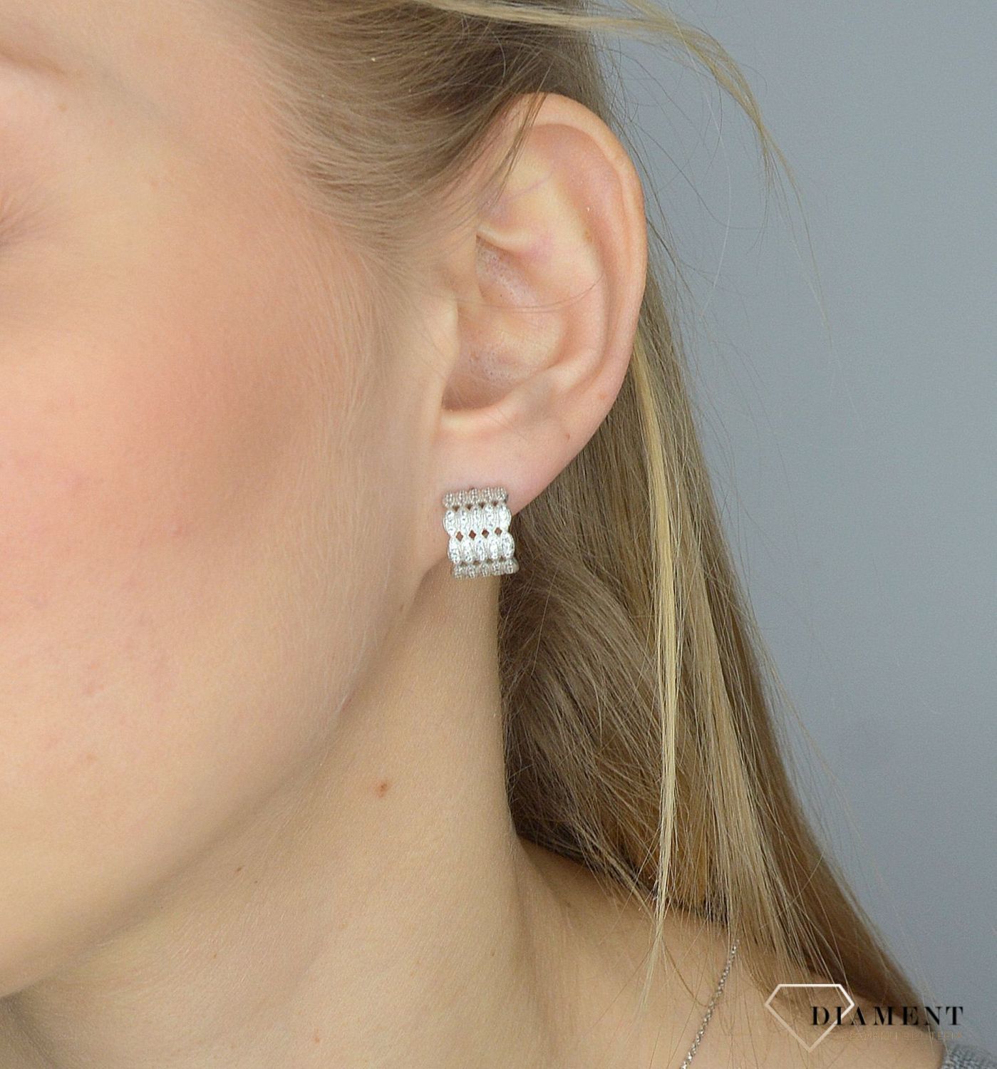 Srebrne kolczyki zdobione cyrkoniami DIA-KLC-2838-925✓Kolczyki Damskie w Sklepie z Biżuterią zegarki-diament.pl✓.jpg