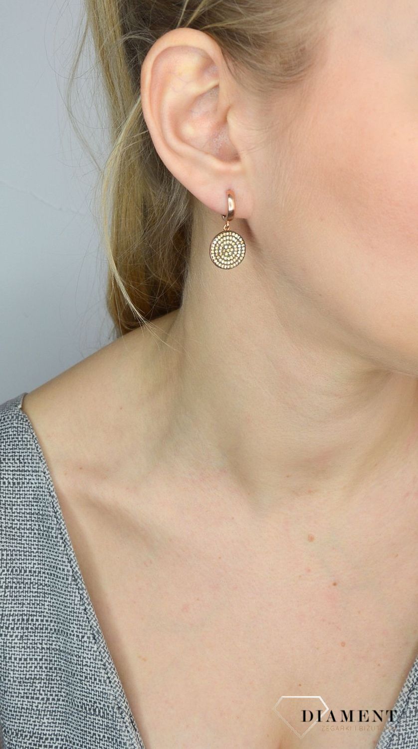 Srebrne kolczyki wiszące koła szampańskie cyrkonie DIA-KLC-2841-925.jpg