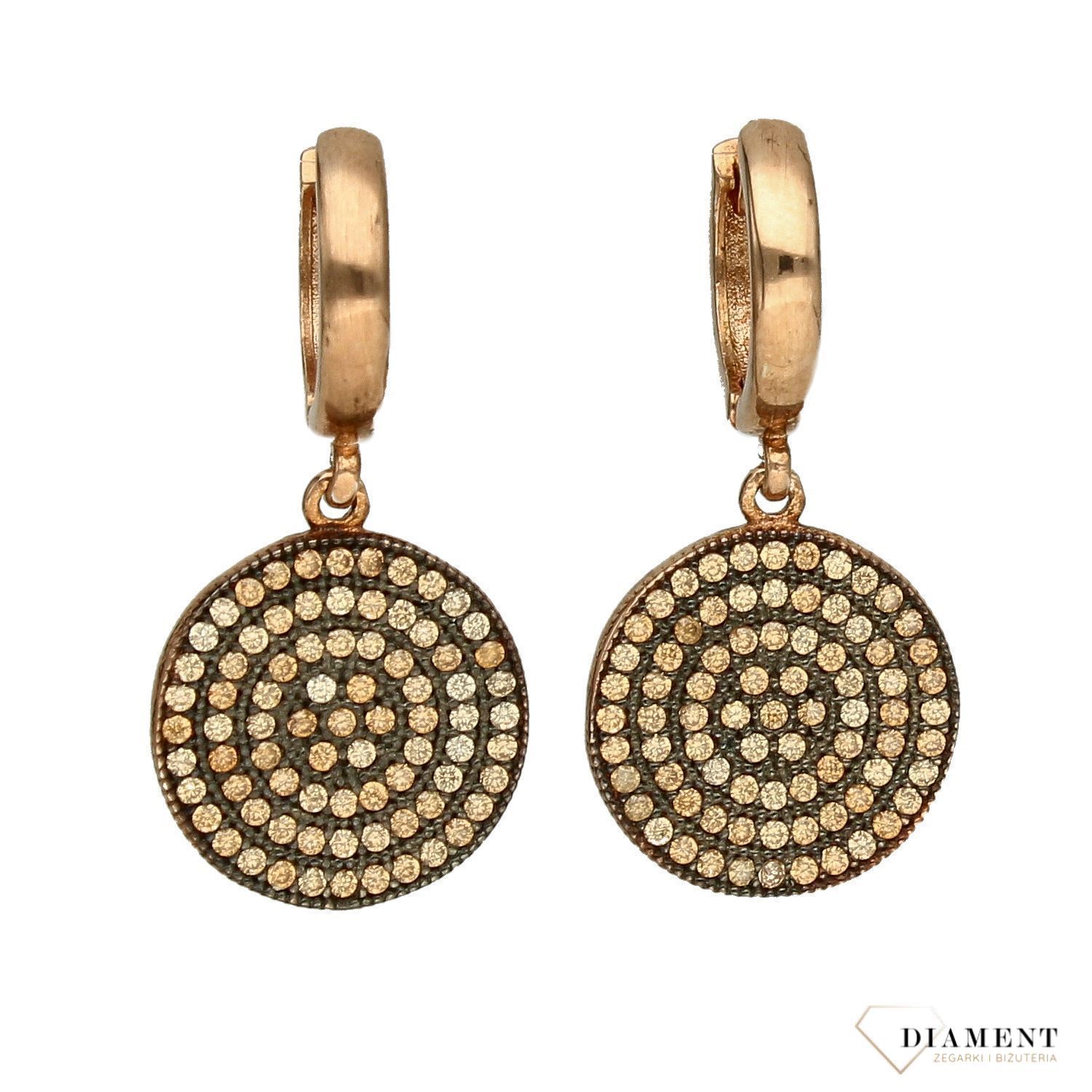 Srebrne kolczyki wiszące koła szampańskie cyrkonie DIA-KLC-2841-925.jpg