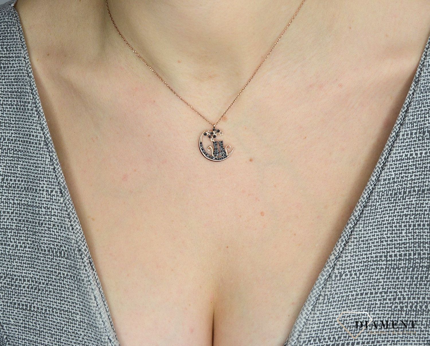 Srebrny naszyjnik pozłacany kotki DIA-KLC-2847-925.jpg