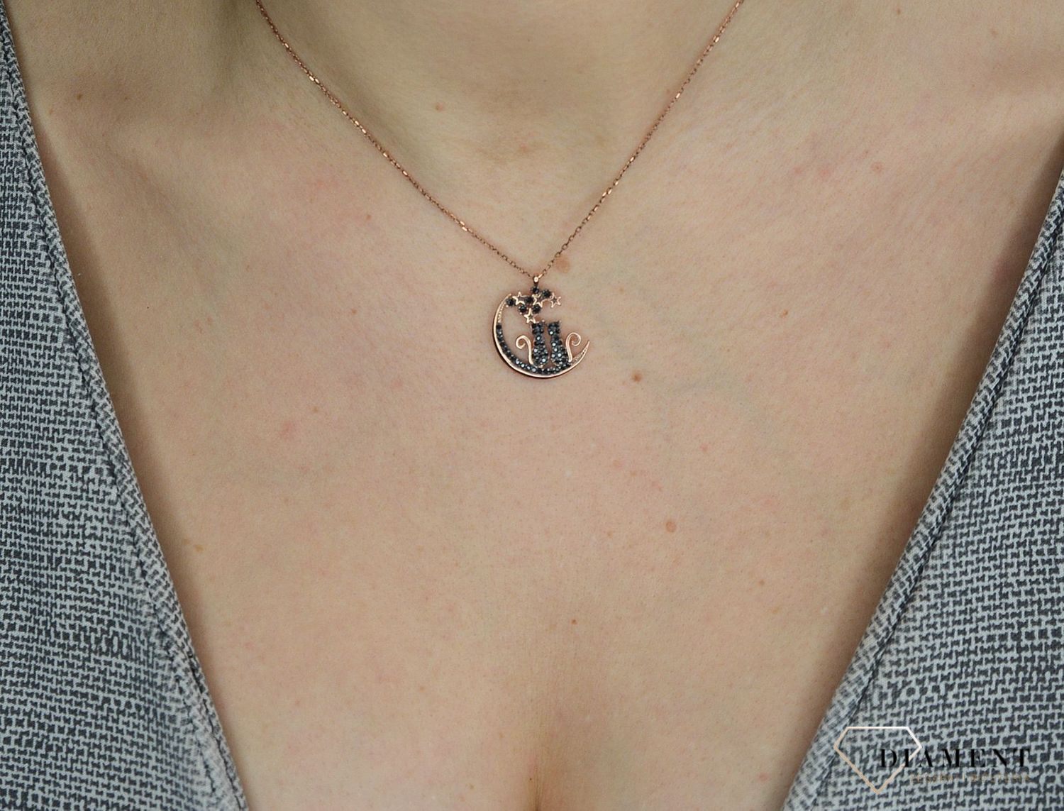 Srebrny naszyjnik pozłacany kotki DIA-KLC-2847-925.jpg