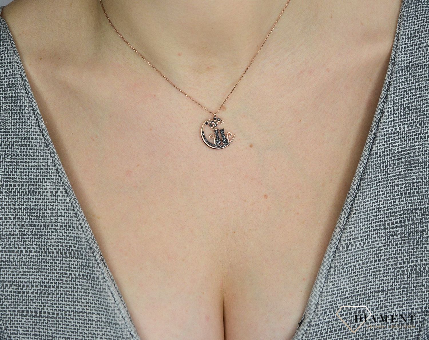 Srebrny naszyjnik pozłacany kotki DIA-KLC-2847-925.jpg