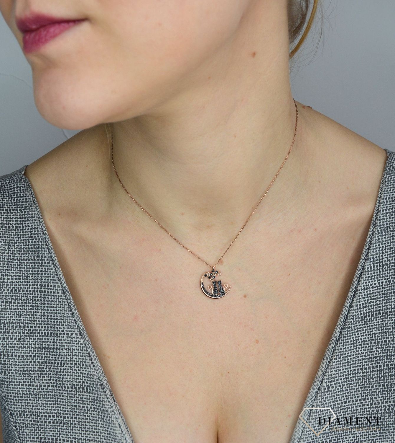 Srebrny naszyjnik pozłacany kotki DIA-KLC-2847-925.jpg