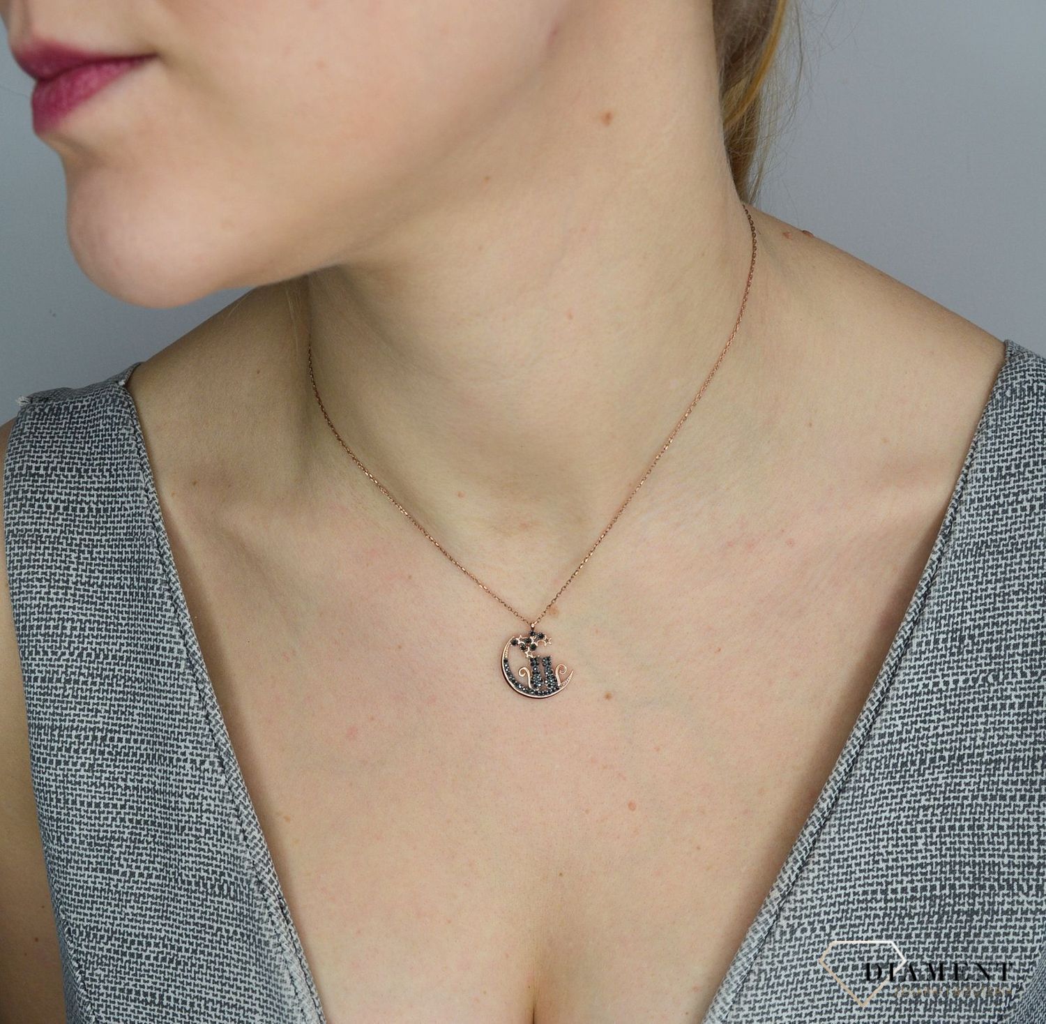 Srebrny naszyjnik pozłacany kotki DIA-KLC-2847-925.jpg