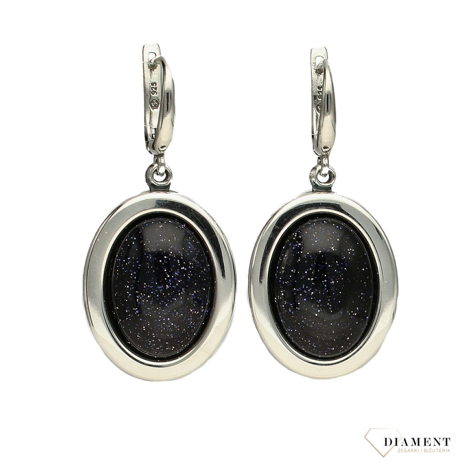 Srebrne kolczyki wiszące z angielskim zapięciem 'Noc Kairu' DIA-KLC-2930M-925.jpg