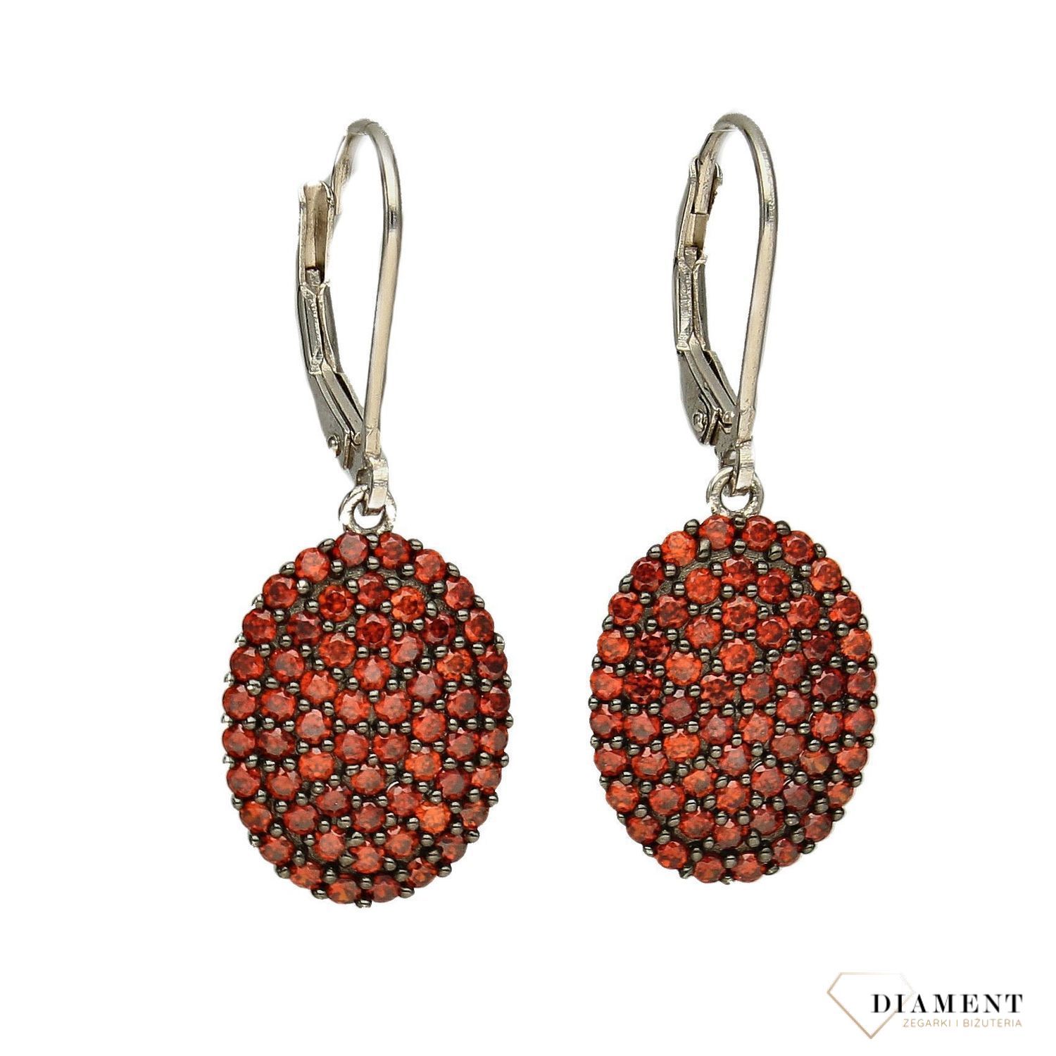Kolczyki srebrne wiszące z czerwonymi cyrkoniami DIA-KLC-2931-925.jpg