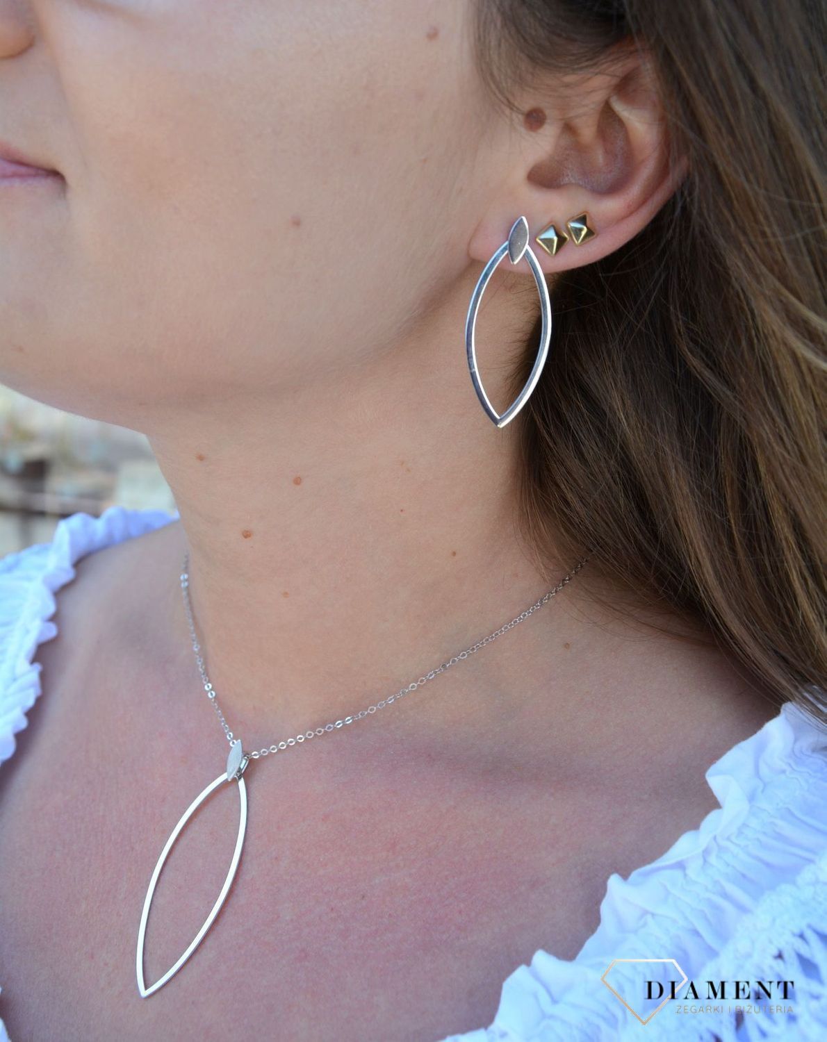 Kolczyki srebrne wiszące na wkręt 'Gładkie Liście'  DIA-KLC-2987-925.jpg