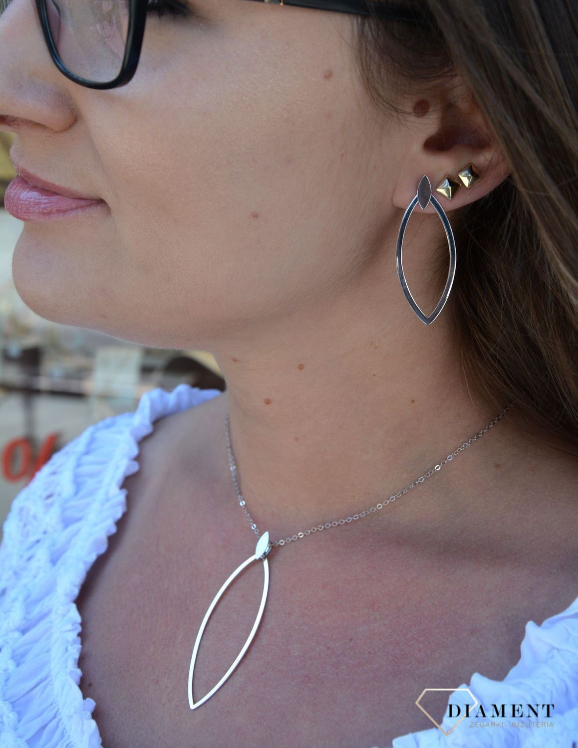 Kolczyki srebrne wiszące na wkręt 'Gładkie Liście'  DIA-KLC-2987-925.jpg