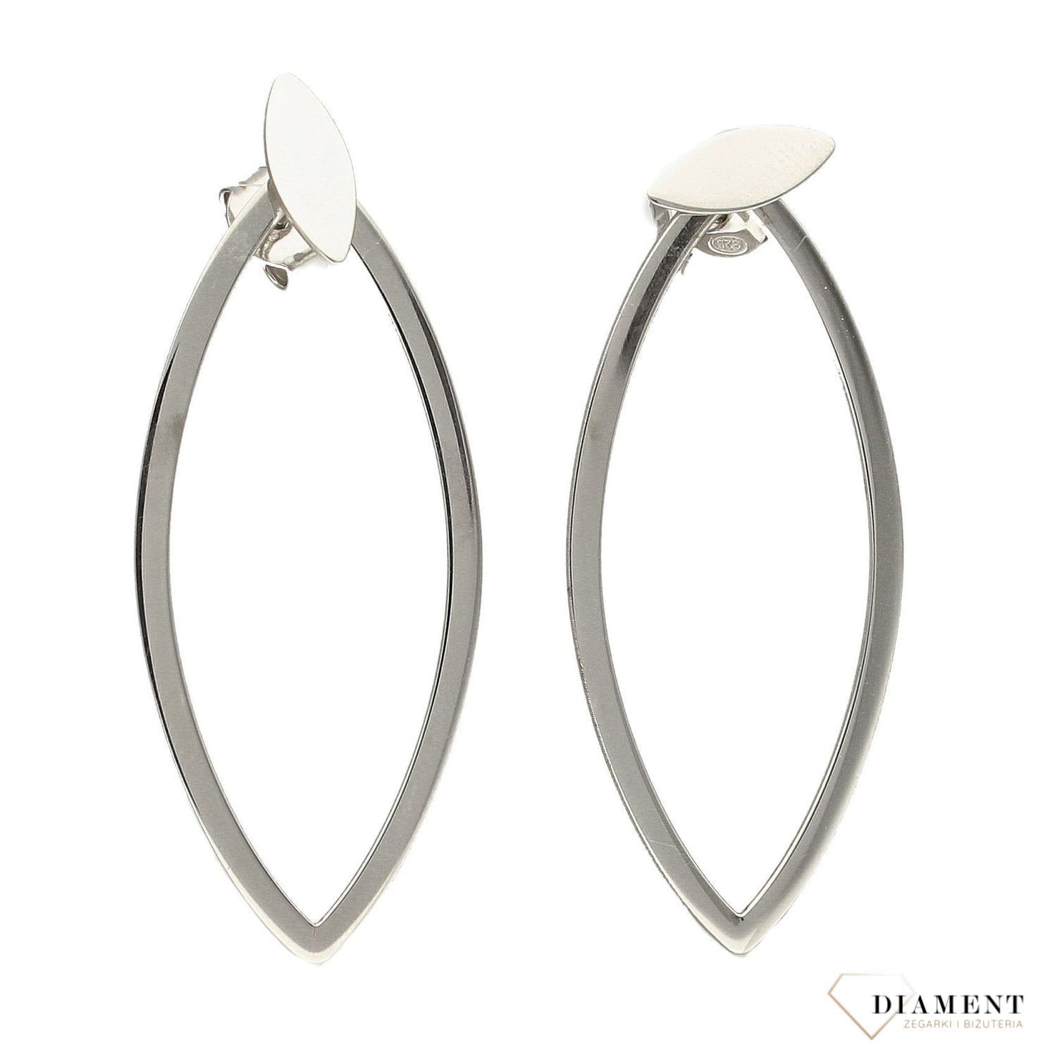 Kolczyki srebrne wiszące na wkręt 'Gładkie Liście'  DIA-KLC-2987-925.jpg