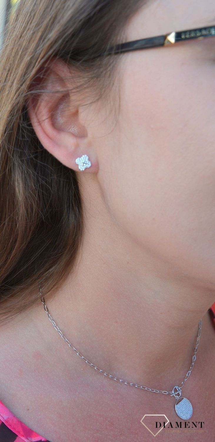 Kolczyki srebrne na wkrętki 'błyszcząca koniczynka' DIA-KLC-3008-925.jpg