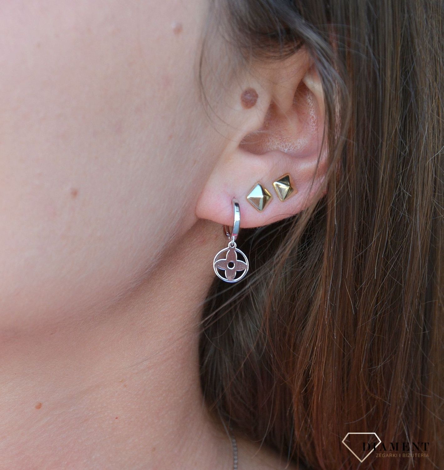 Kolczyki srebrne 925 koła z kwiatkiem DIA-KLC-3013-925.jpg