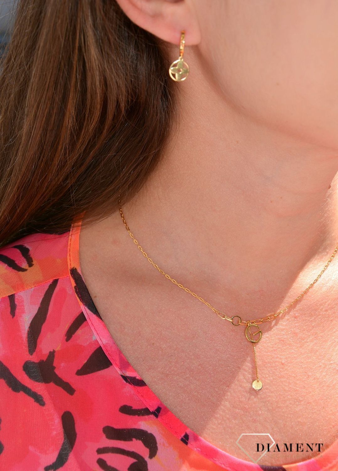 Kolczyki srebrne 925 pozłacane koła z kwiatkiem DIA-KLC-3013Z-925 💎.jpg