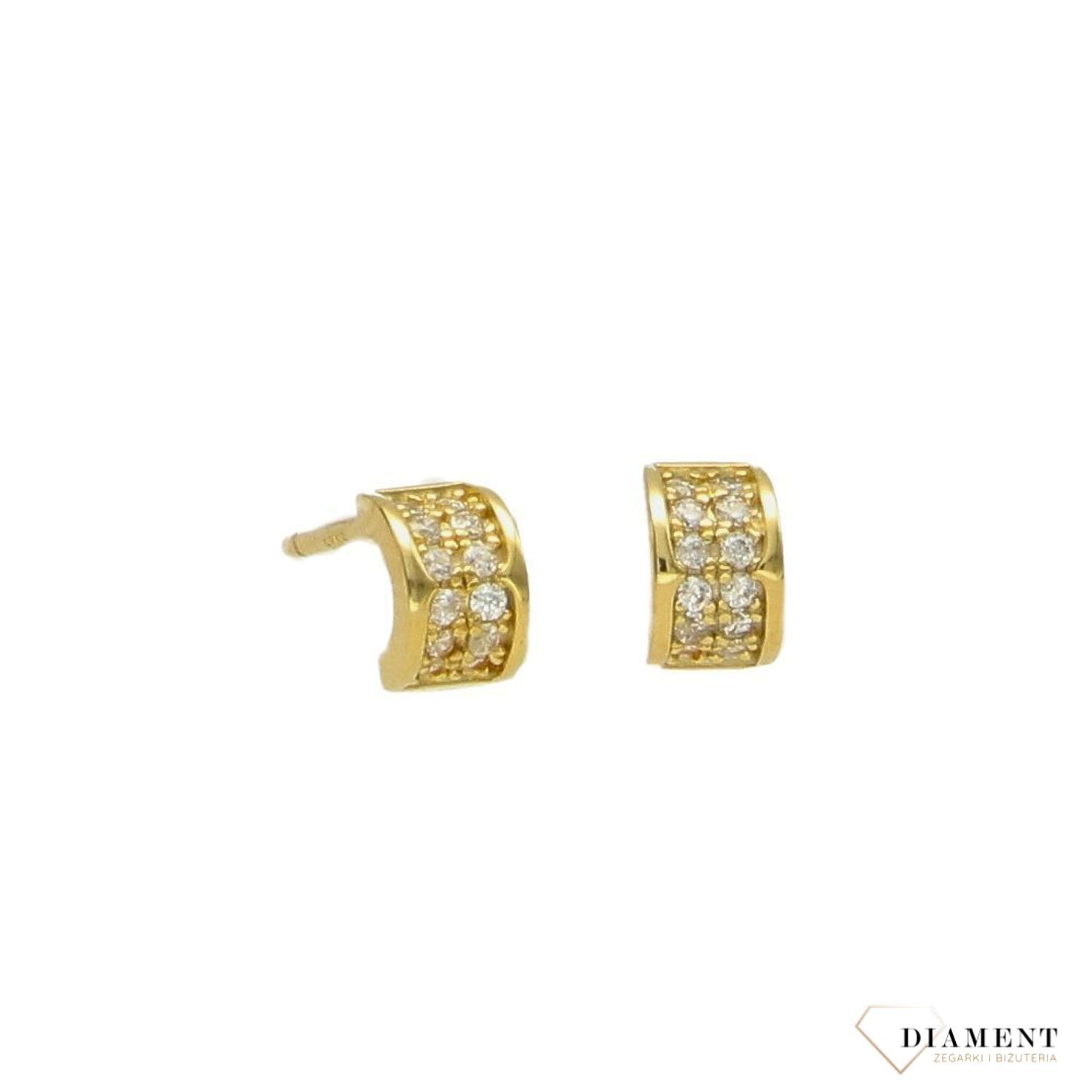 Kolczyki srebrne pozłacane z cyrkoniami na wkrętki  DIA-KLC-3014-925.jpg