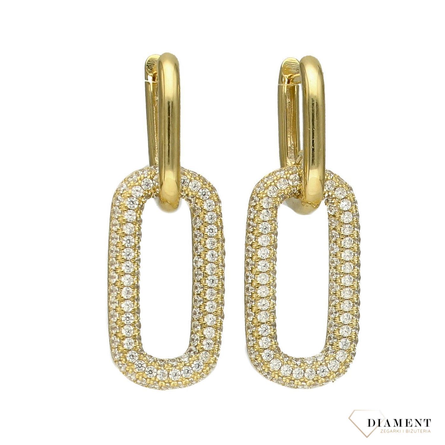 Srebrne kolczyki wiszące pozłacane owale z cyrkonią DIA-KLC-3015-925.jpg