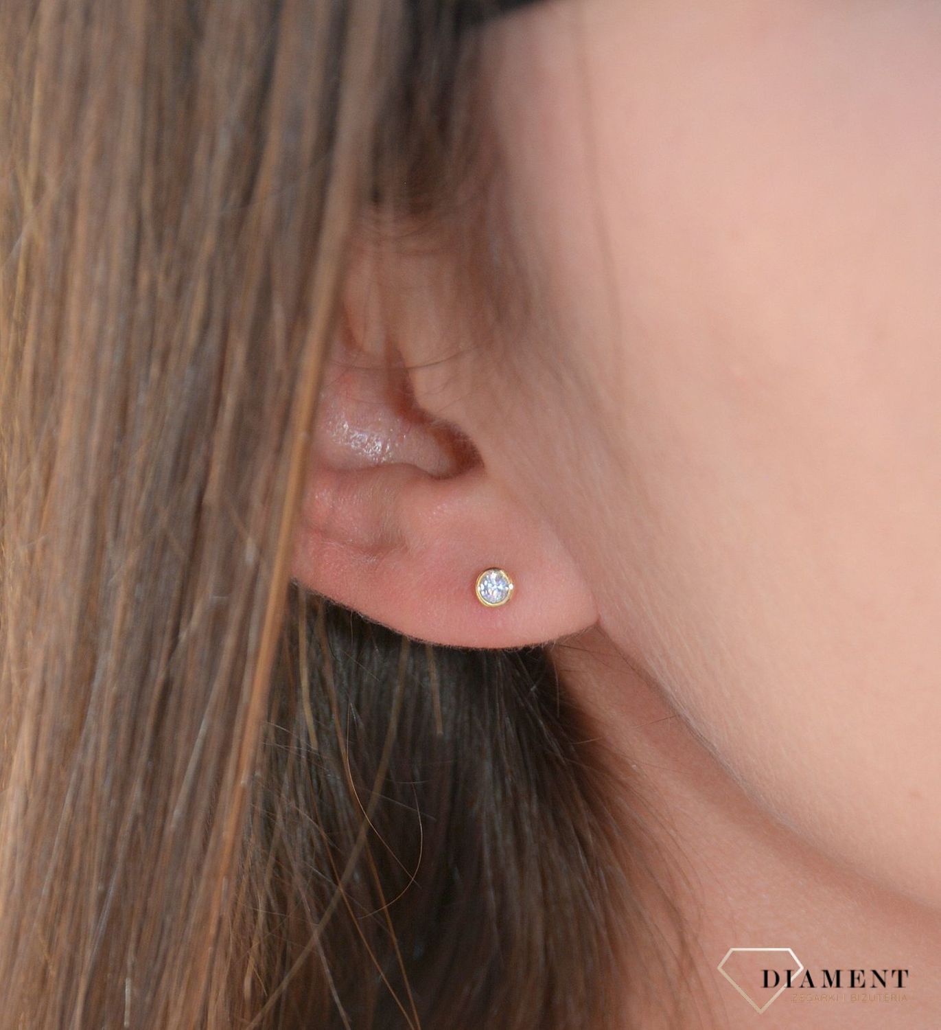 Kolczyki srebrne pozłacane z cyrkonią 'wkrętki' DIA-KLC-3073Z-925.jpg