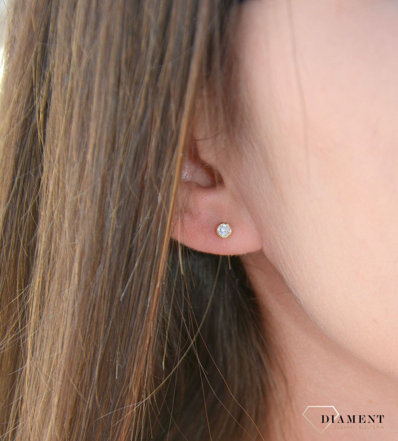 Kolczyki srebrne pozłacane z cyrkonią 'wkrętki' DIA-KLC-3073Z-925.jpg