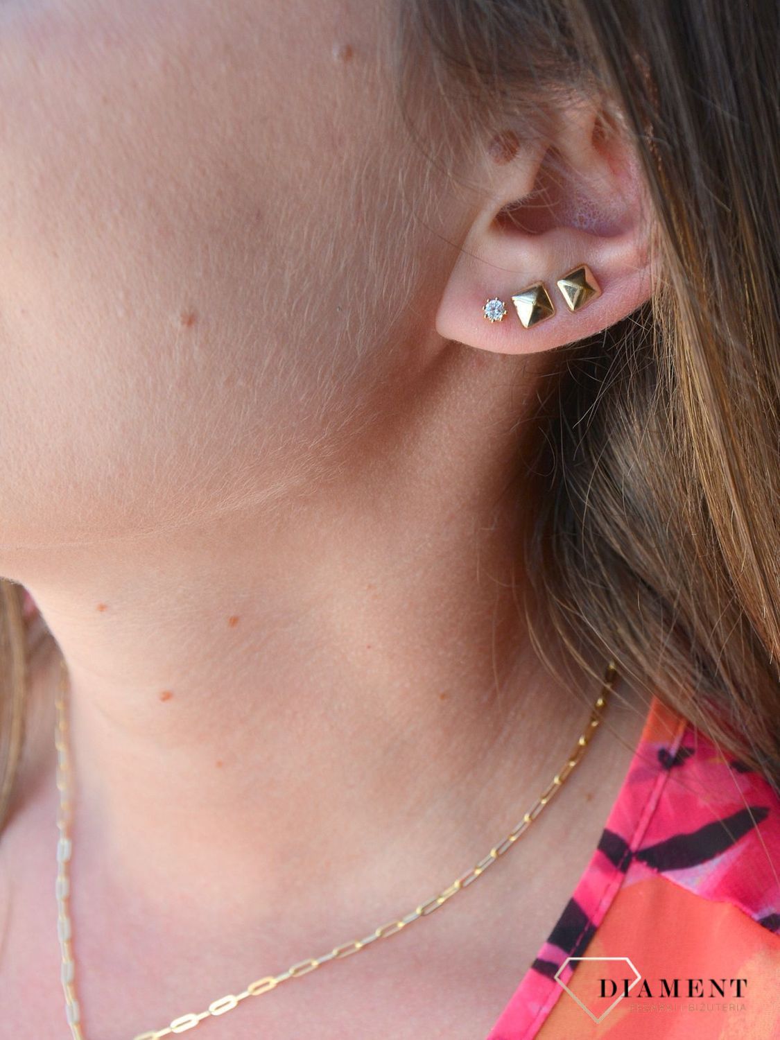 Kolczyki srebrne pozłacane małe cyrkonie na sztyft DIA-KLC-CE-62164MMY-925 ✅ Delikatne kolczyki wykonane z najwyższej jakości srebrna próby 925..jpg