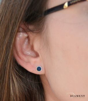Kolczyki srebrne pozłacane 'czarne wkrętki' DIA-KLC-3075-925 💎 Okrągłe, czarno-złote kolczyki wkręcane. Kolczyki zostały wykonane z najwyższej jakości srebra próby 925 (3).JPG