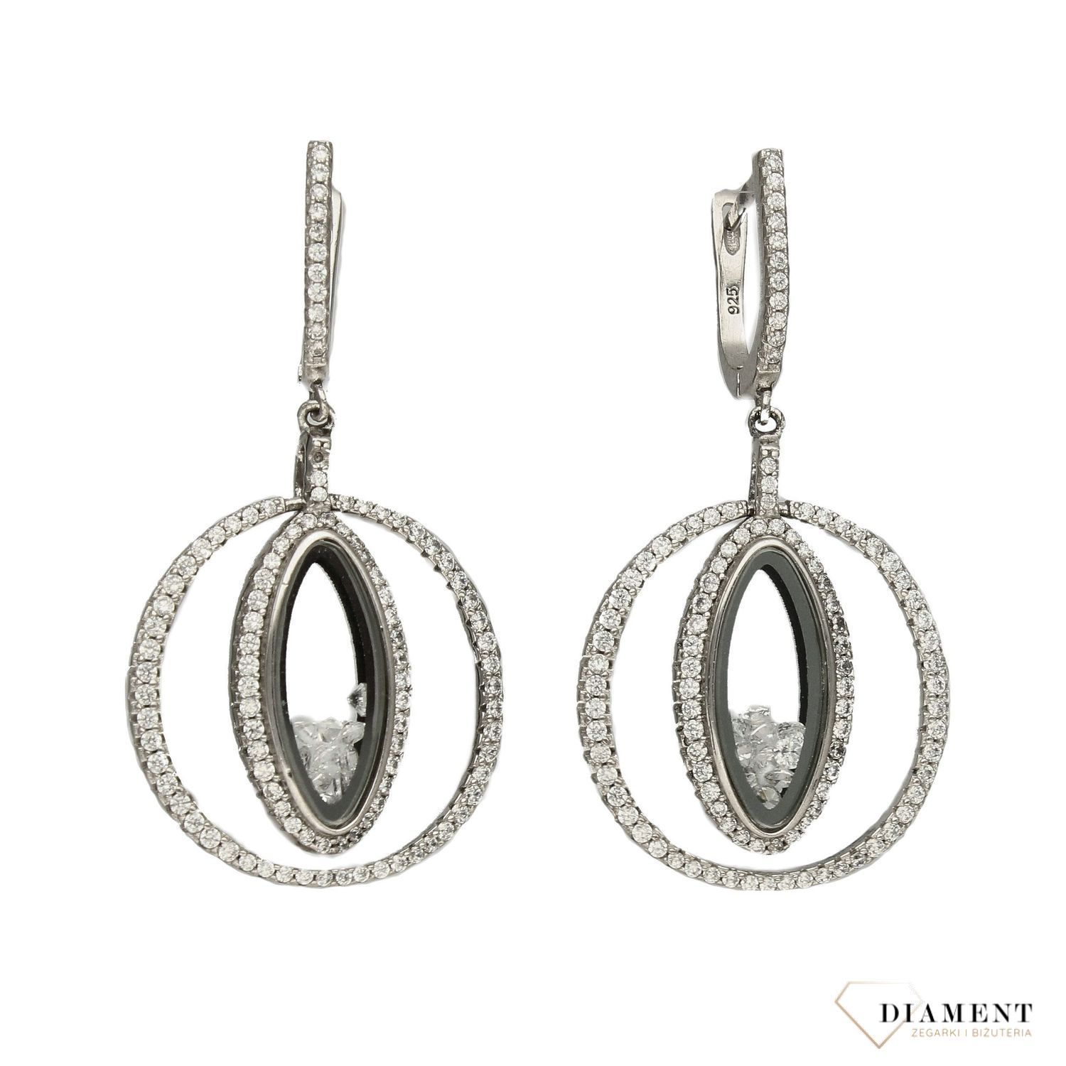 Srebrne wiszące kolczyki cyrkonie w kółkach DIA-KLC-3084-925.jpg