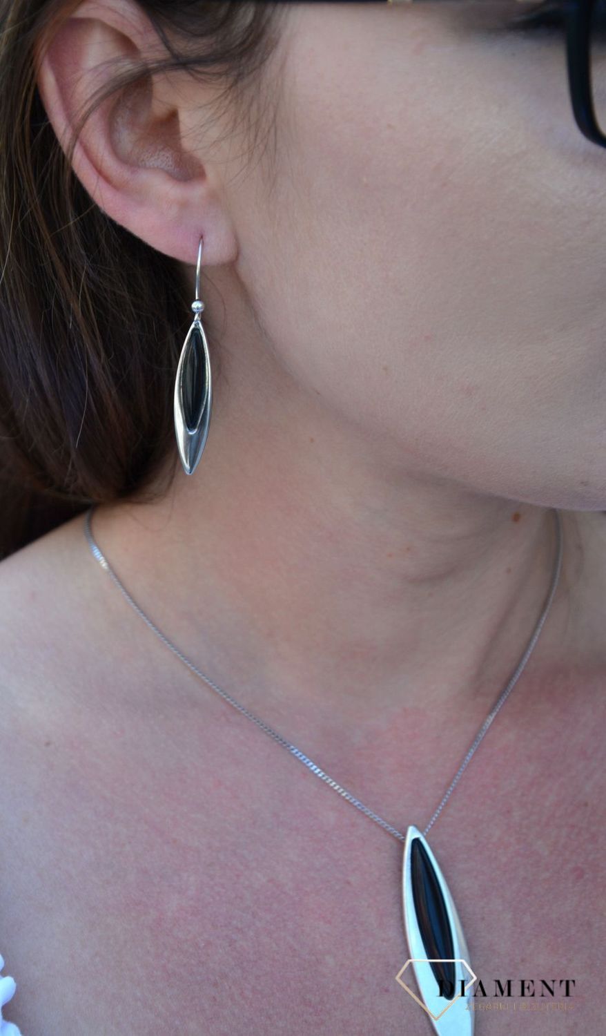 Srebrne kolczyki wiszące onyks syntetyczny DIA-KLC-3088-925.jpg