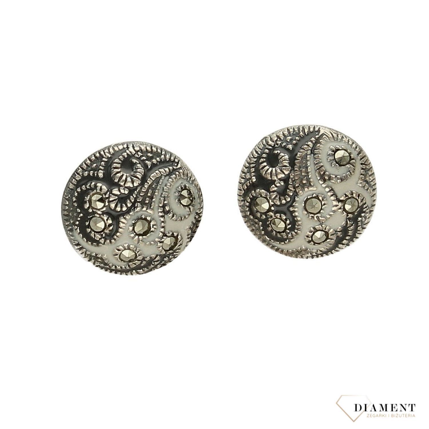 Srebrne kolczyki małe okrągłe markazyty DIA-KLC-3089-925.jpg