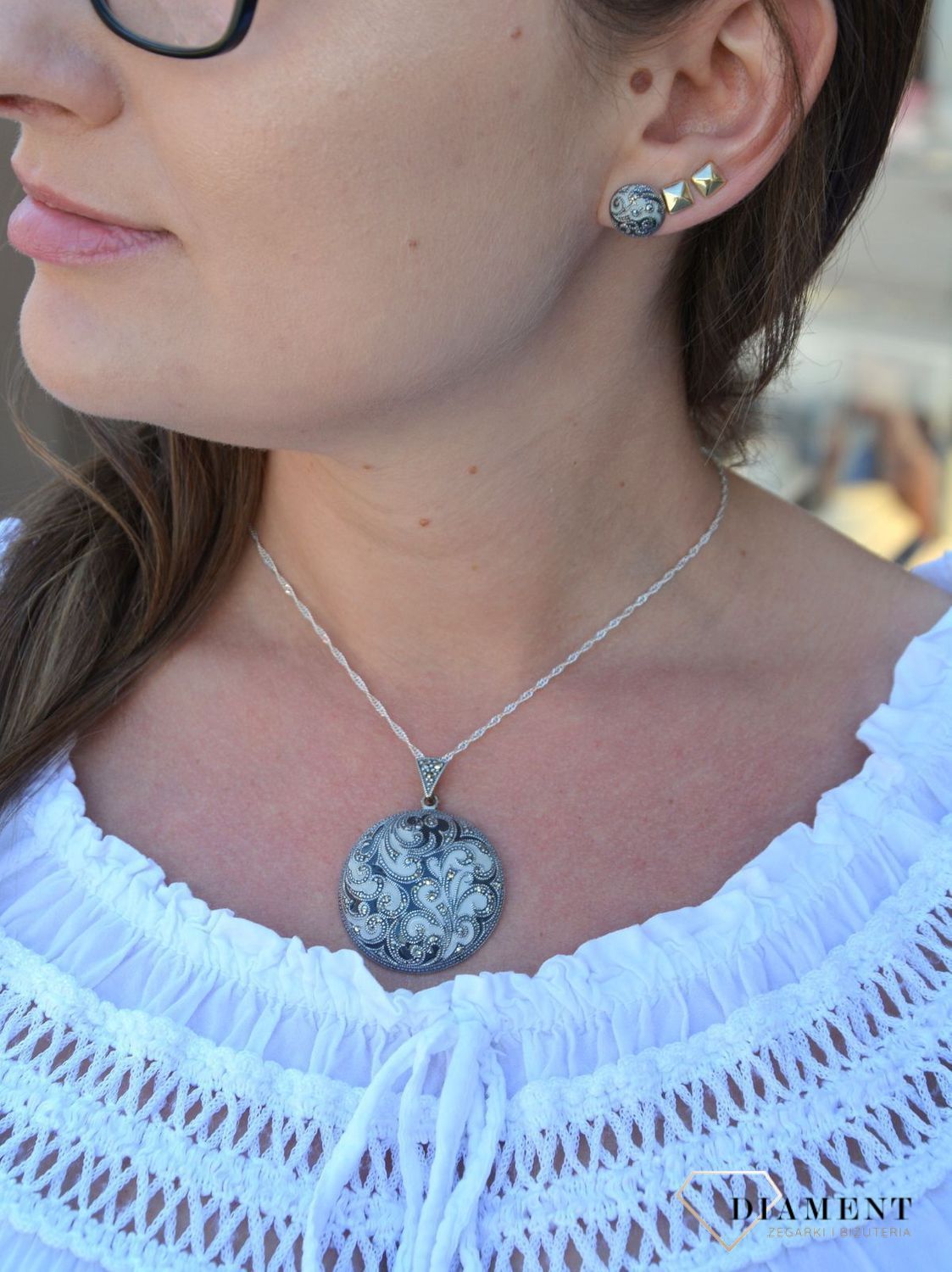 Srebrne kolczyki małe okrągłe markazyty DIA-KLC-3089-925.jpg