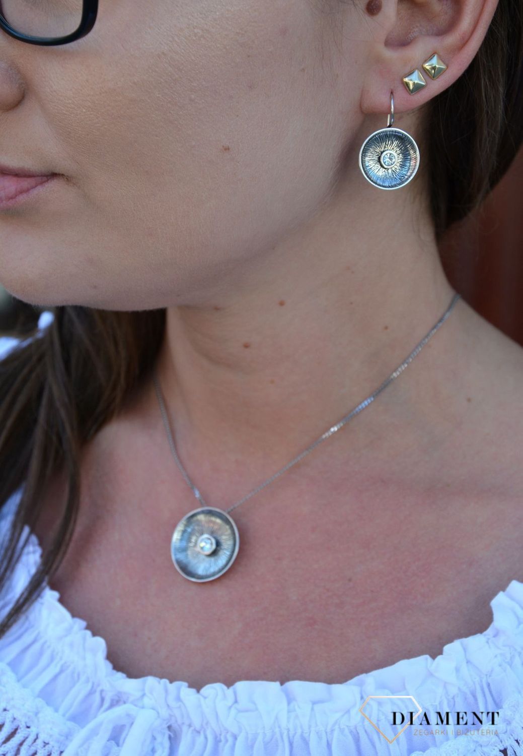 Srebrne kolczyki wiszące okrągłe z cyrkonią DIA-KLC-3095-925.jpg