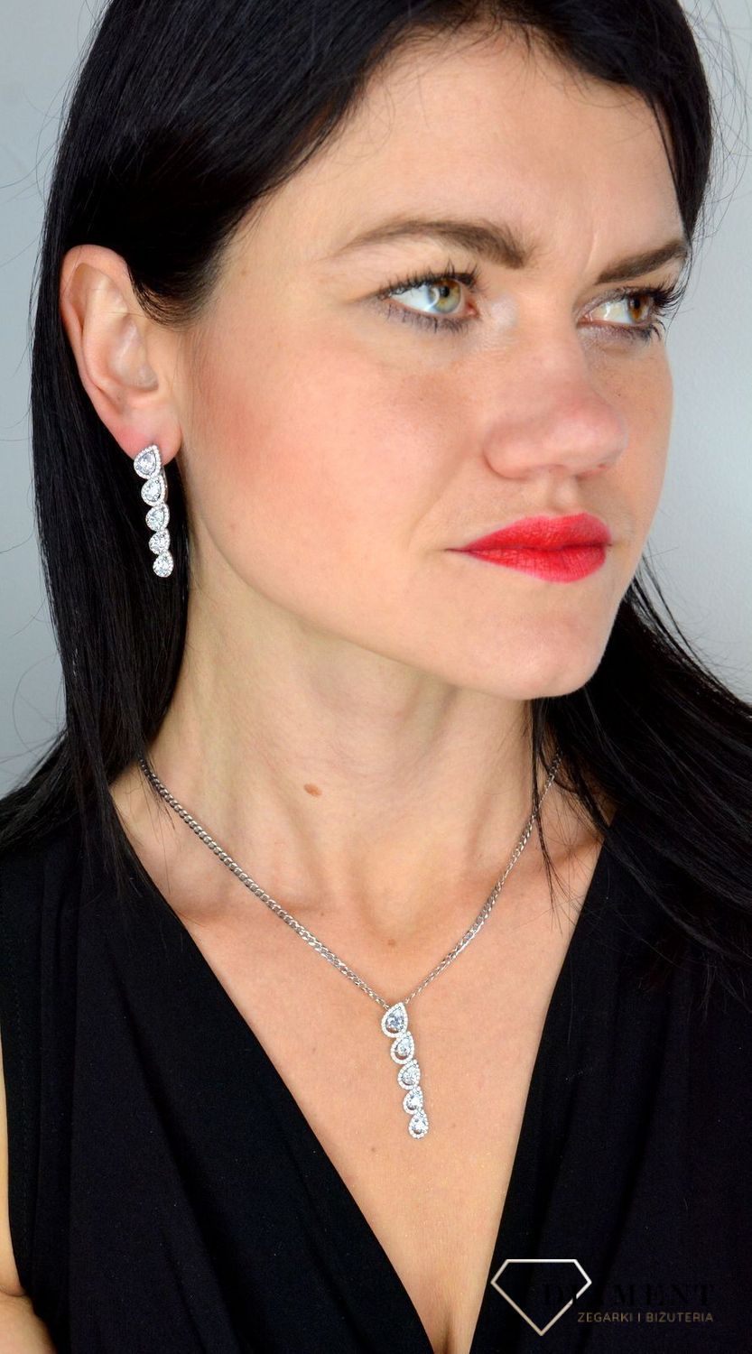 Srebrne wiszące kolczyki rząd cyrkonii DIA-KLC-3096-925.jpg