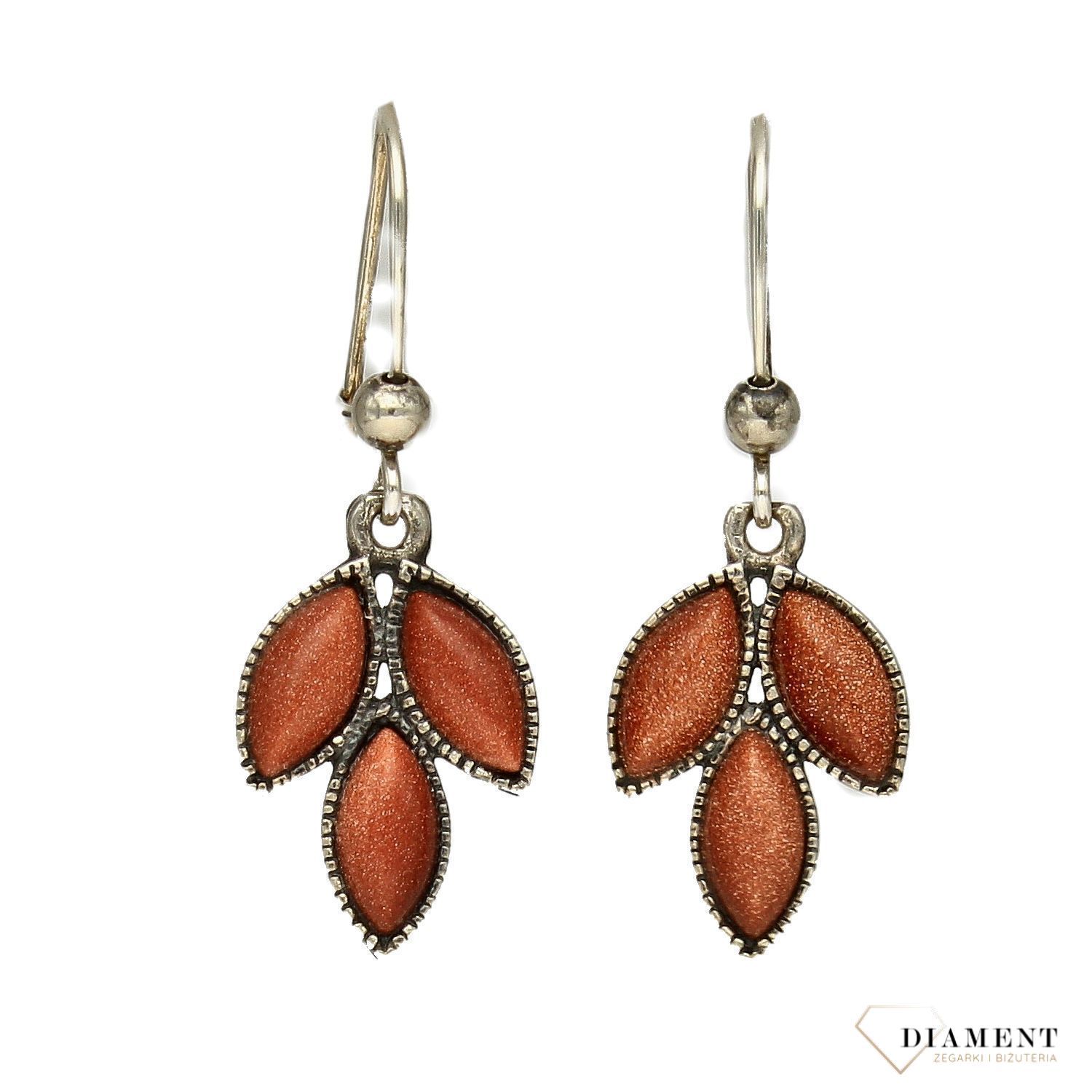 Srebrne kolczyki wiszące piasek pustyni DIA-KLC-3103-925.jpg