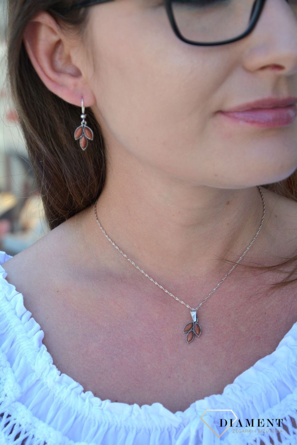 Srebrne kolczyki wiszące piasek pustyni DIA-KLC-3103-925.jpg