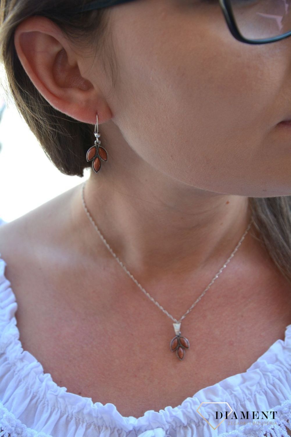 Srebrne kolczyki wiszące piasek pustyni DIA-KLC-3103-925.jpg