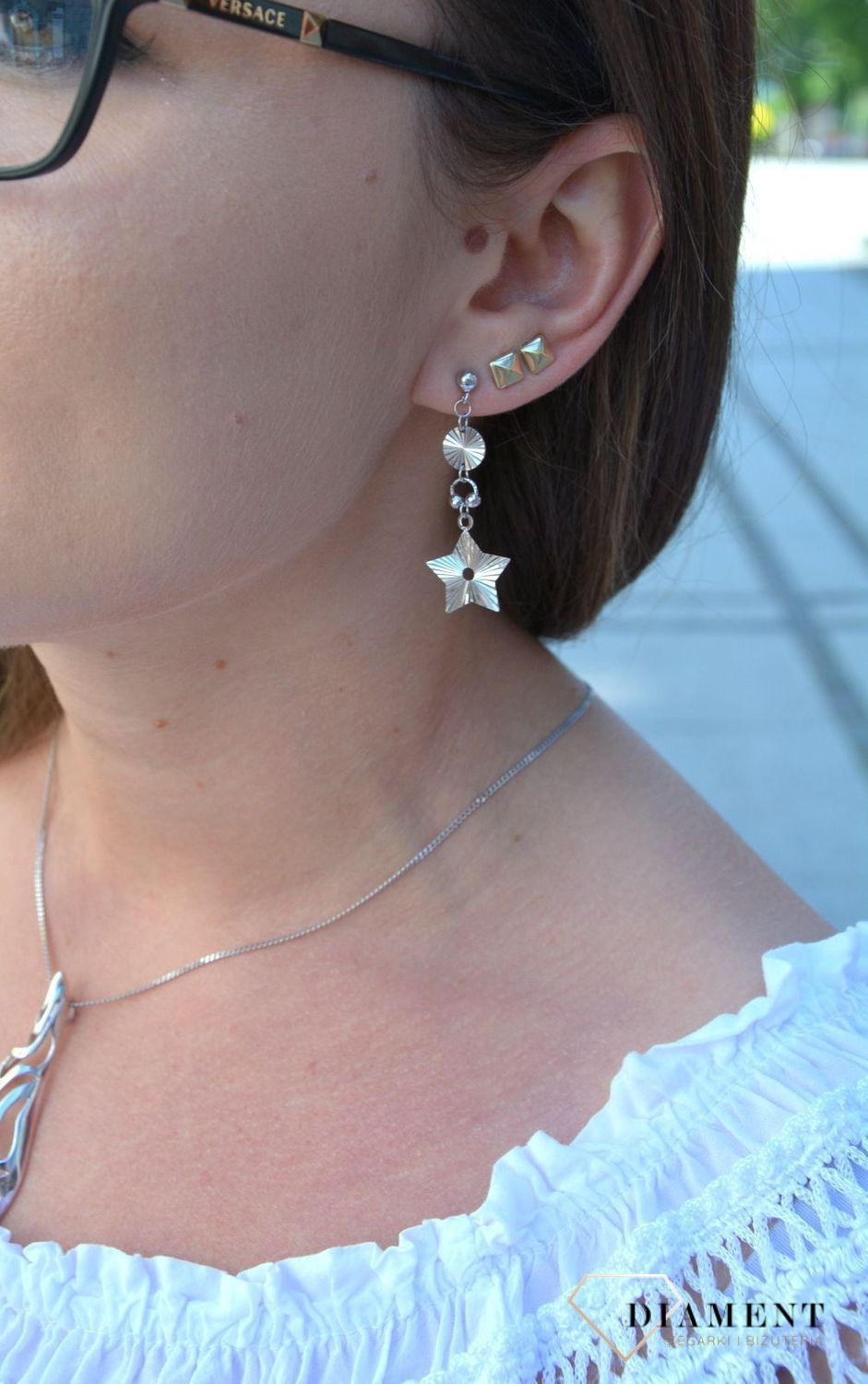 Srebrne kolczyki wiszące gwiazdki DIA-KLC-3107-925.jpg