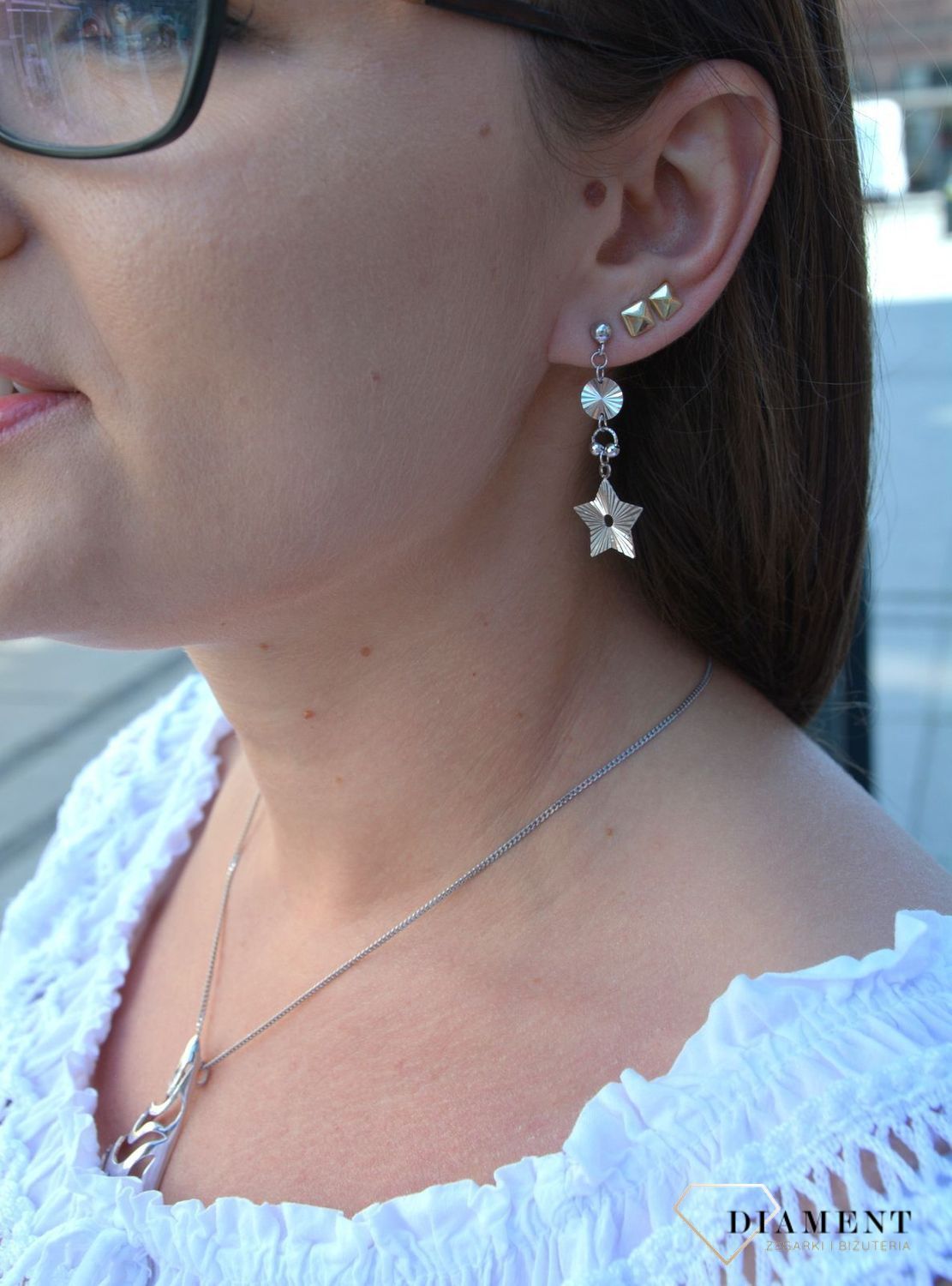 Srebrne kolczyki wiszące gwiazdki DIA-KLC-3107-925.jpg