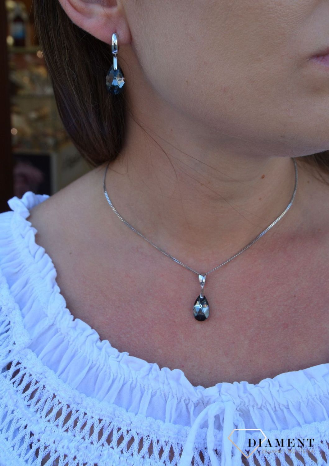 Srebrne kolczyki wiszące czarne Swarovski DIA-KLC-3111-925.jpg