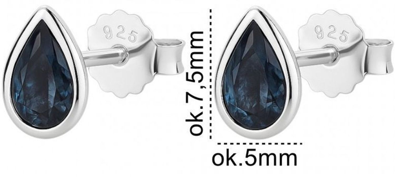 Eleganckie kolczyki srebrne 925 z brazylijskim topazem London Blue, 0,50 ct. Wymiary 5×7,5 mm, waga ok. 1,1–1,11 g, zapięcie na sztyft, certyfikat autentyczności.2.jpg