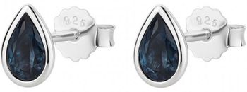Eleganckie kolczyki srebrne 925 z brazylijskim topazem London Blue, 0,50 ct. Wymiary 5×7,5 mm, waga ok. 1,1–1,11 g, zapięcie na sztyft, certyfikat autentyczności.2.jpg