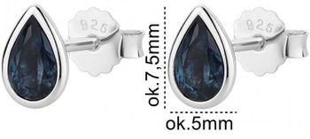 Eleganckie kolczyki srebrne 925 z brazylijskim topazem London Blue, 0,50 ct. Wymiary 5×7,5 mm, waga ok. 1,1–1,11 g, zapięcie na sztyft, certyfikat autentyczności.41.jpg