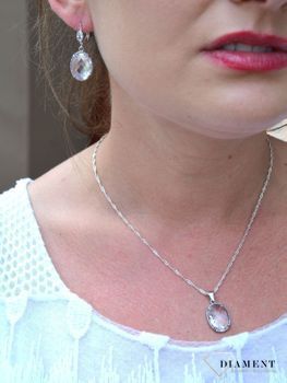 Srebrne kolczyki wisząca duża cyrkonia DIA-KLC-3264-925. Srebrne kolczyki wykonane z próby 925 ozdobione piękną, dużą cyrkonią (4).JPG