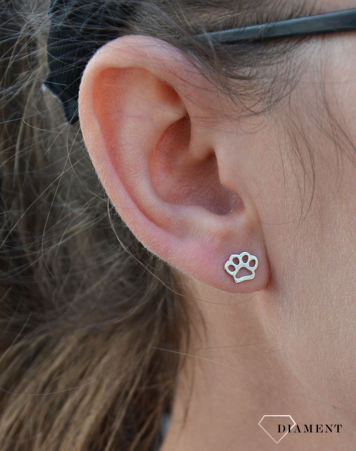 Srebrne kolczyki przy uchu psia łapka DIA-KLC-3500-925.jpg