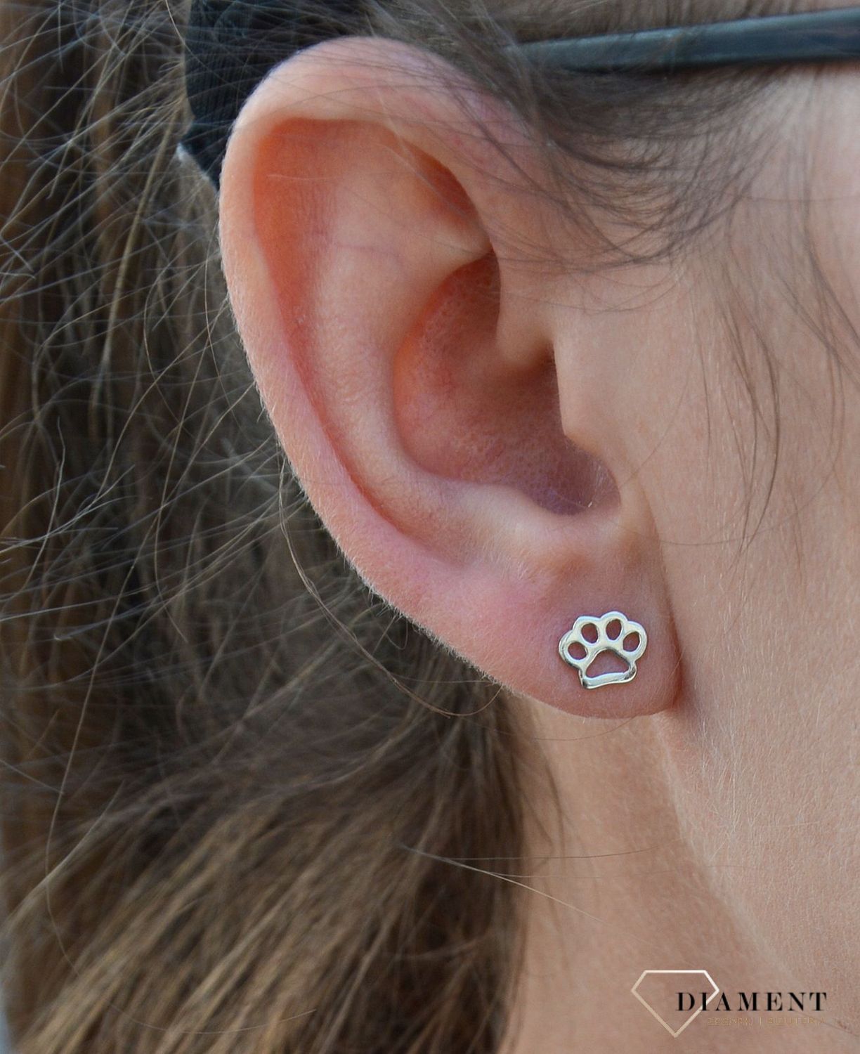 Srebrne kolczyki przy uchu psia łapka DIA-KLC-3500-925.jpg