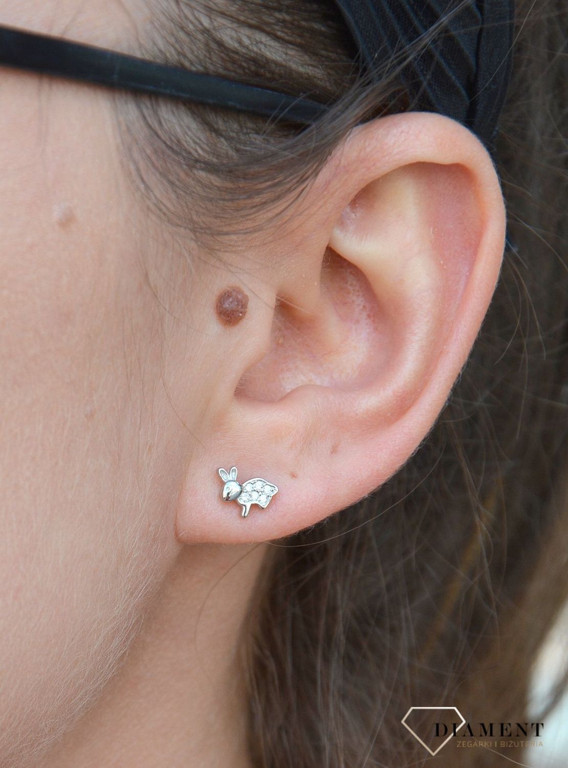 Srebrne kolczyki przy uchu zajączki z cyrkonią DIA-KLC-3504-925.jpg