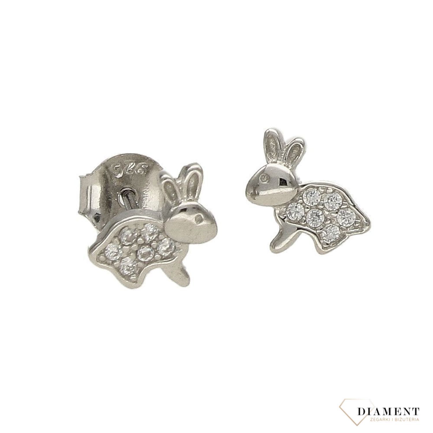 Srebrne kolczyki przy uchu zajączki z cyrkonią DIA-KLC-3504-925.jpg