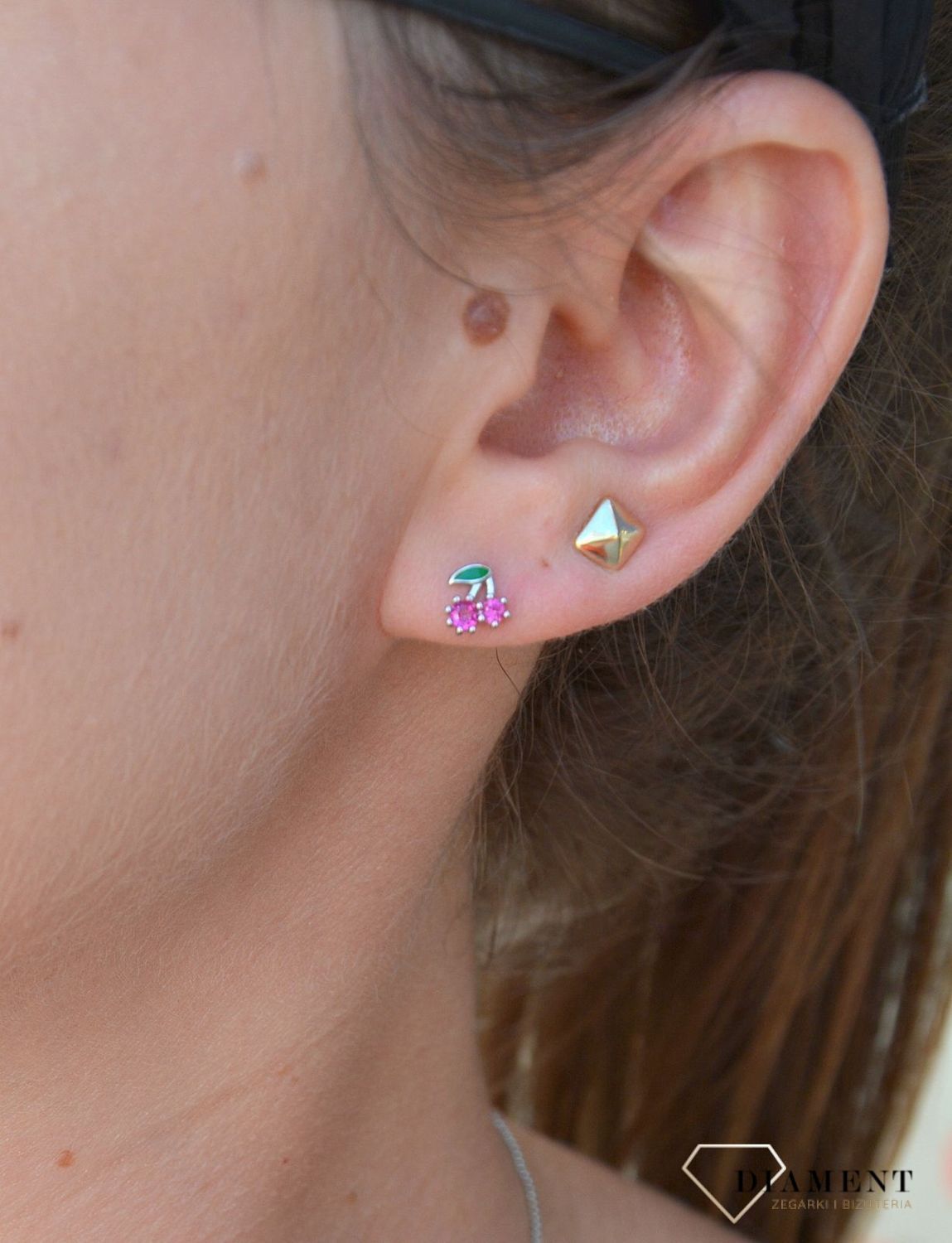 Srebrne kolczyki dla dziewczynki wisienki z cyrkonią DIA-KLC-3506-925.jpg