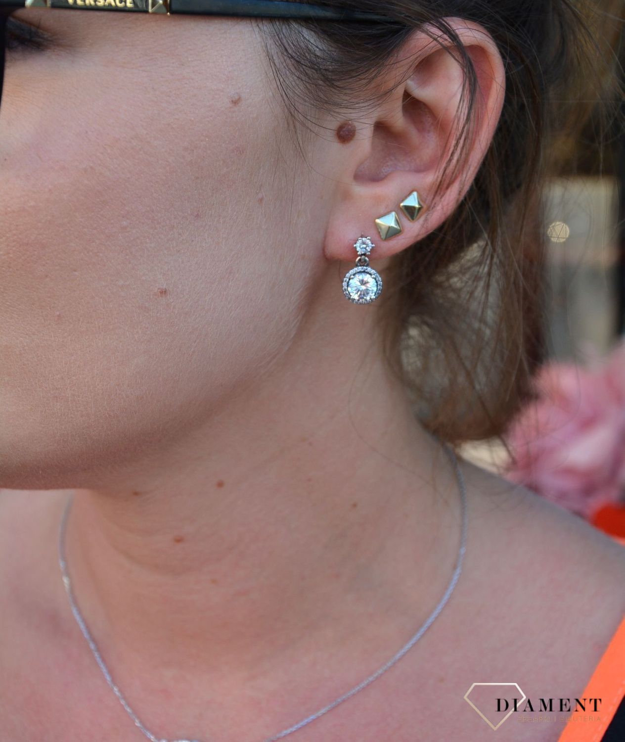 Srebrne kolczyki wiszące, błyszczące cyrkonie DIA-KLC-3513-925.jpg