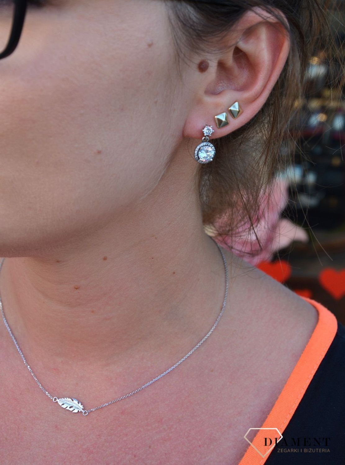 Srebrne kolczyki wiszące, błyszczące cyrkonie DIA-KLC-3513-925.jpg