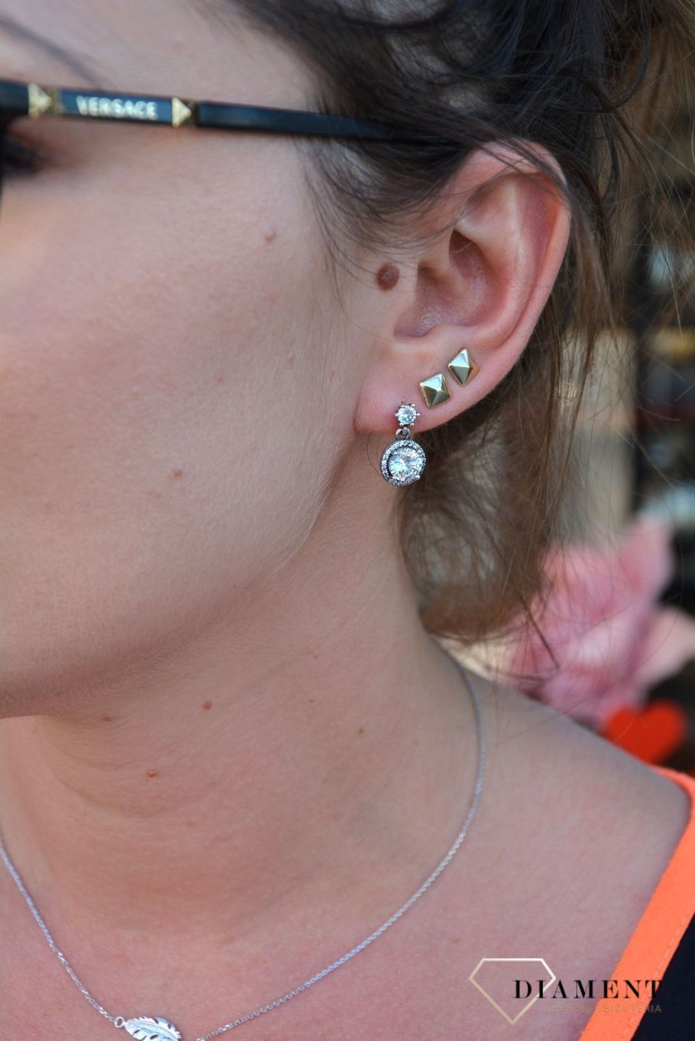 Srebrne kolczyki wiszące, błyszczące cyrkonie DIA-KLC-3513-925.jpg