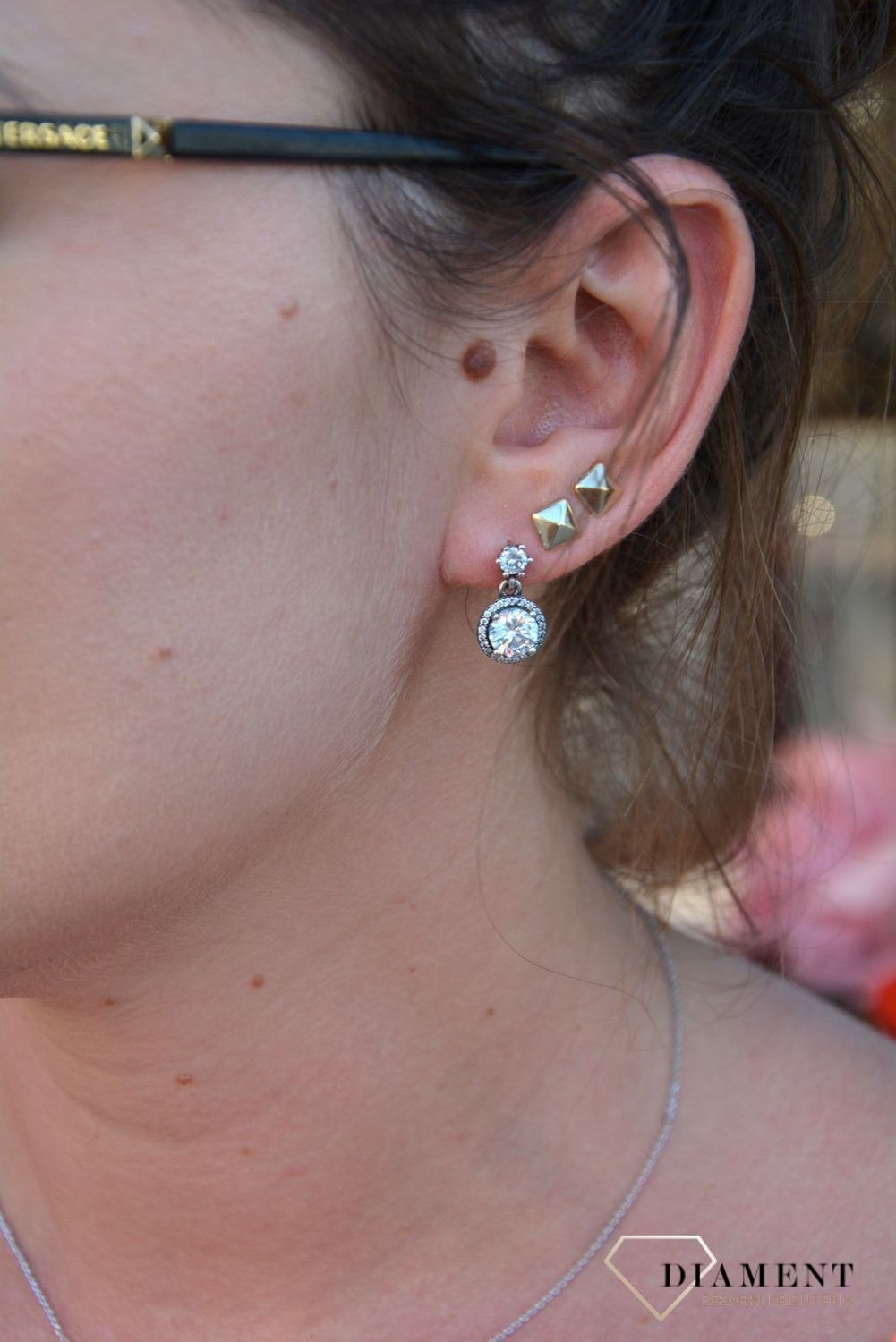 Srebrne kolczyki wiszące, błyszczące cyrkonie DIA-KLC-3513-925.jpg