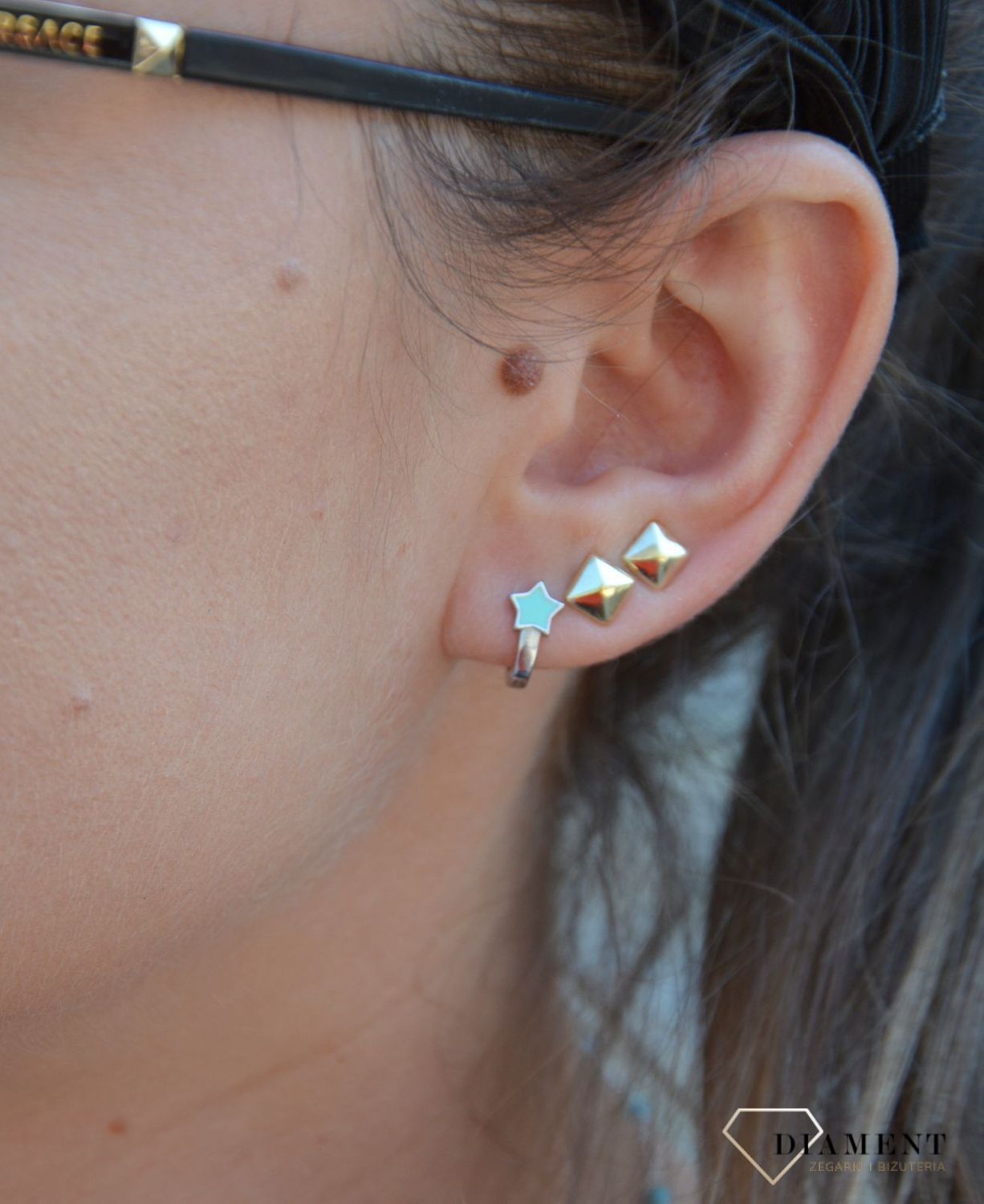 Srebrne kolczyki dla dziewczynki morskie gwiazdki DIA-KLC-3522-925.jpg